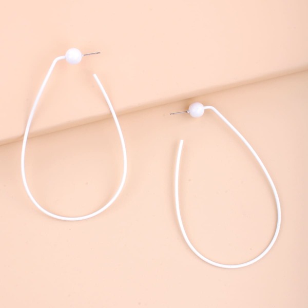 

Simple Geometric Hoop Earrings, White