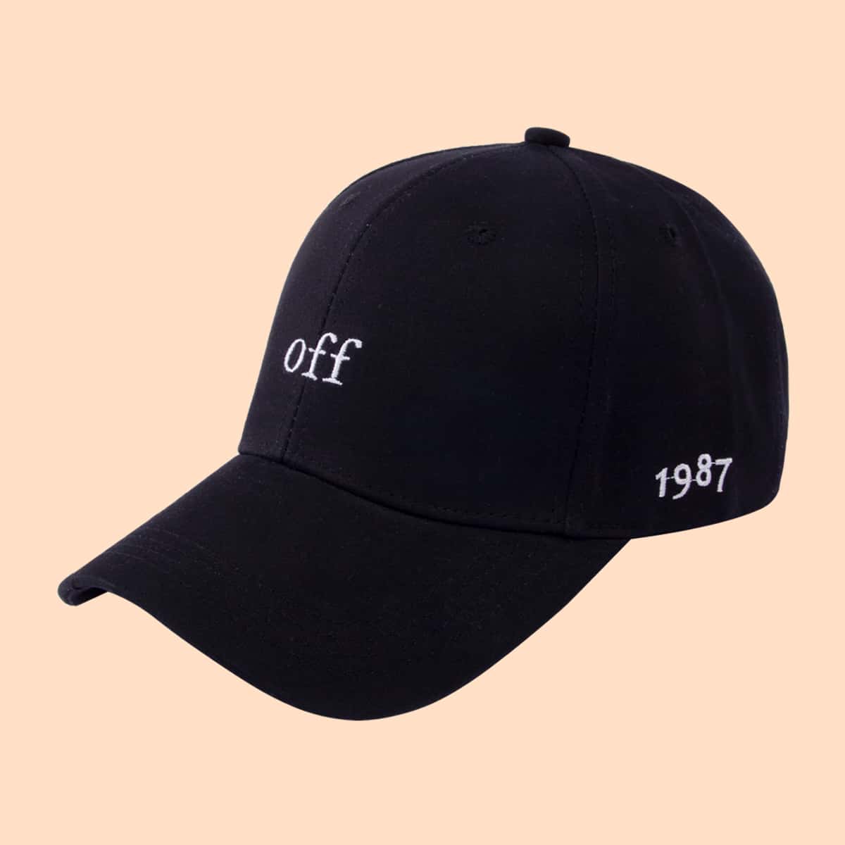 

Letter Embroidered Baseball Cap, Black