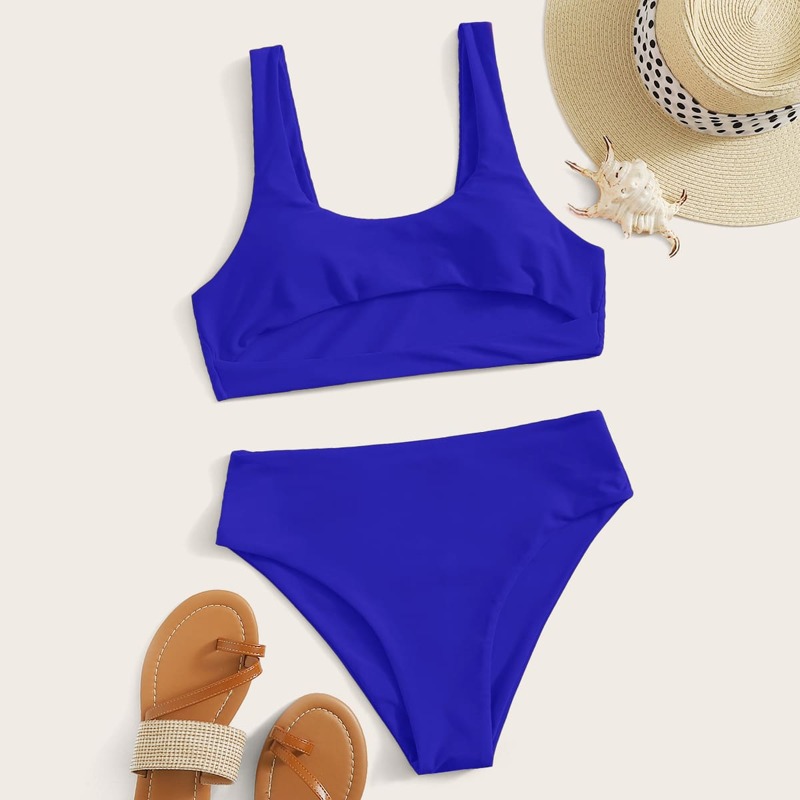 

Cut Out High Waisted Bikini Swimsuit, Royal blue