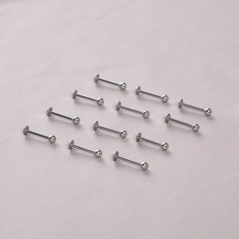 

12pcs Simple Lip Stud, Silver