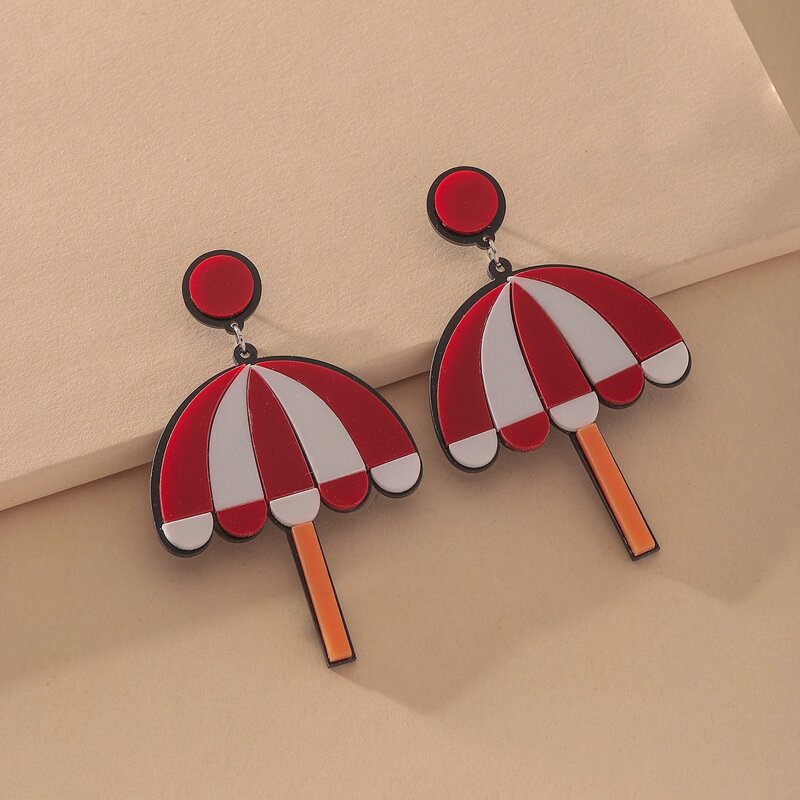 

Umbrella Charm Drop Earrings, Red