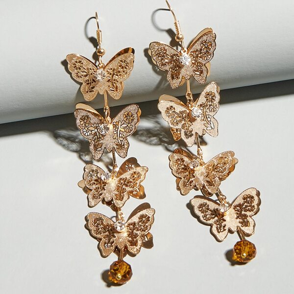 

Butterfly Charm Drop Earrings, Gold