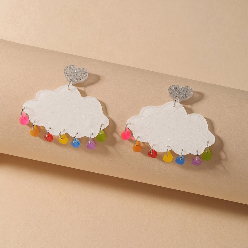 

Cloud Charm Drop Earrings, Multicolor