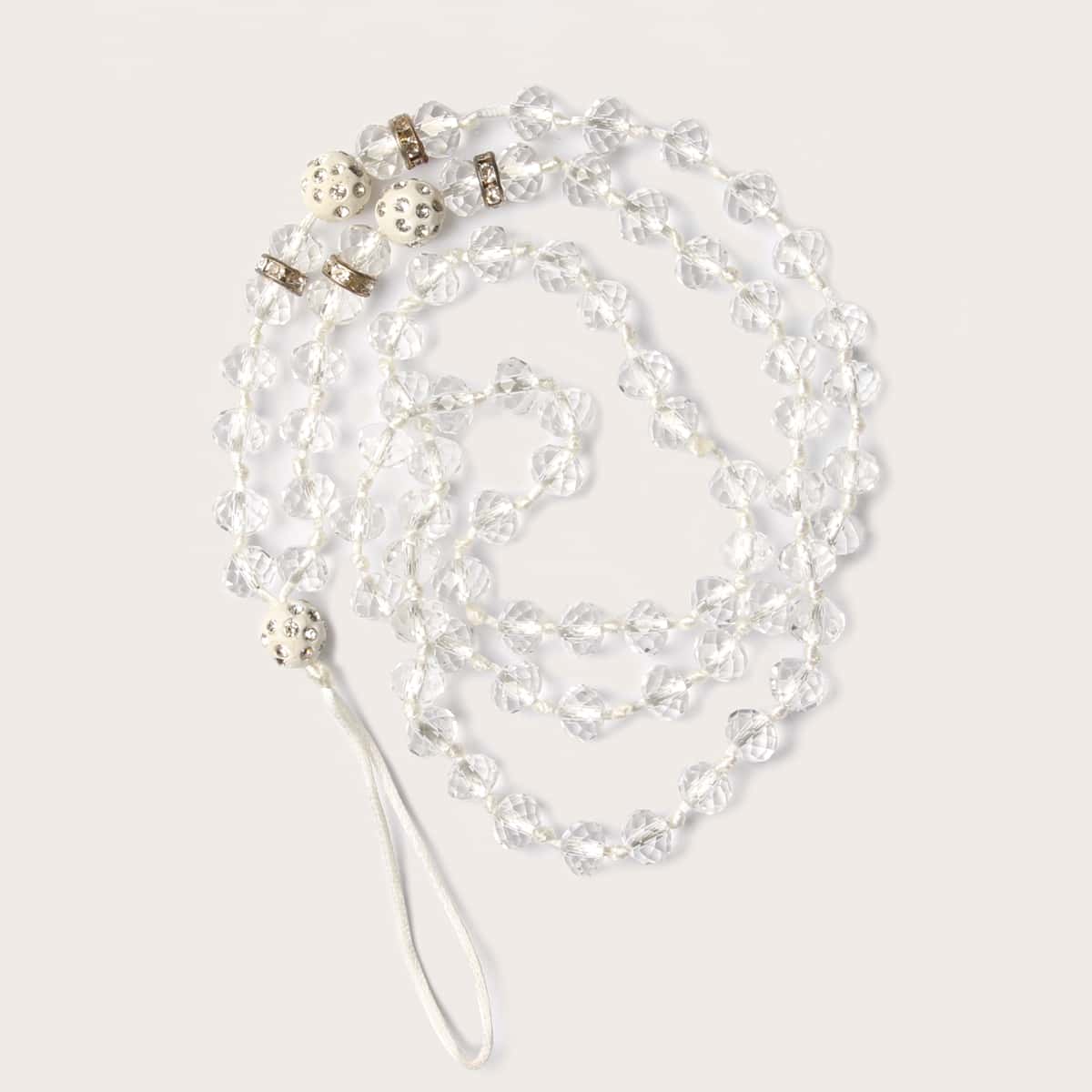 

Beaded Phone Lanyard, White