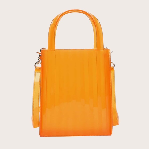 

Clear Textured Satchel Bag, Orange