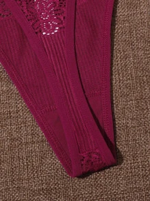 3packs Floral Ribbed Panty Set Lingerie - Multicolor - View 3