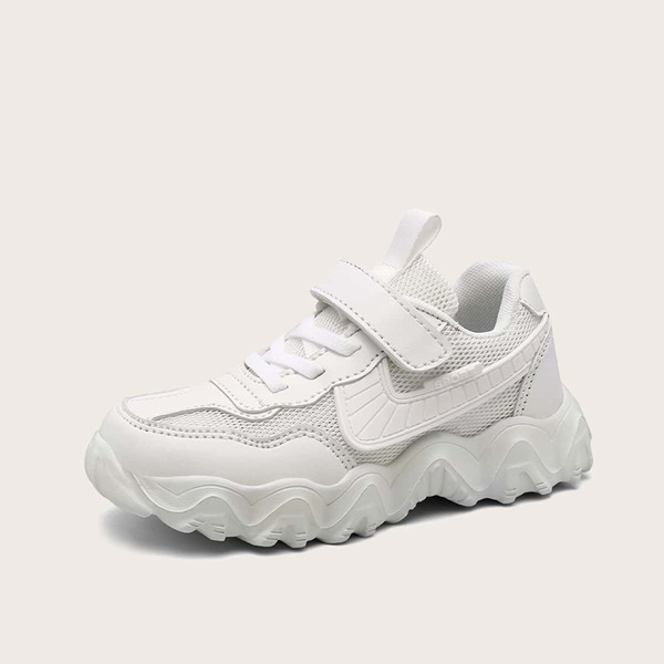 

Boys Lace-up Front Mesh Panel Sneakers, White