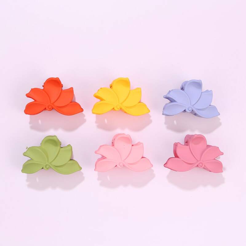 

6pcs Flower Shaped Hair Claw, Multicolor