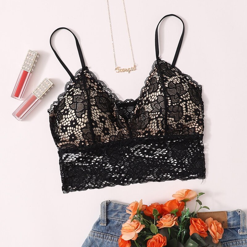 

Floral Lace Bralette, Black
