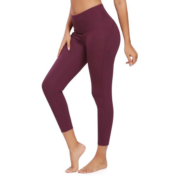 

Queenieke Solid Cropped Sports Leggings, Maroon