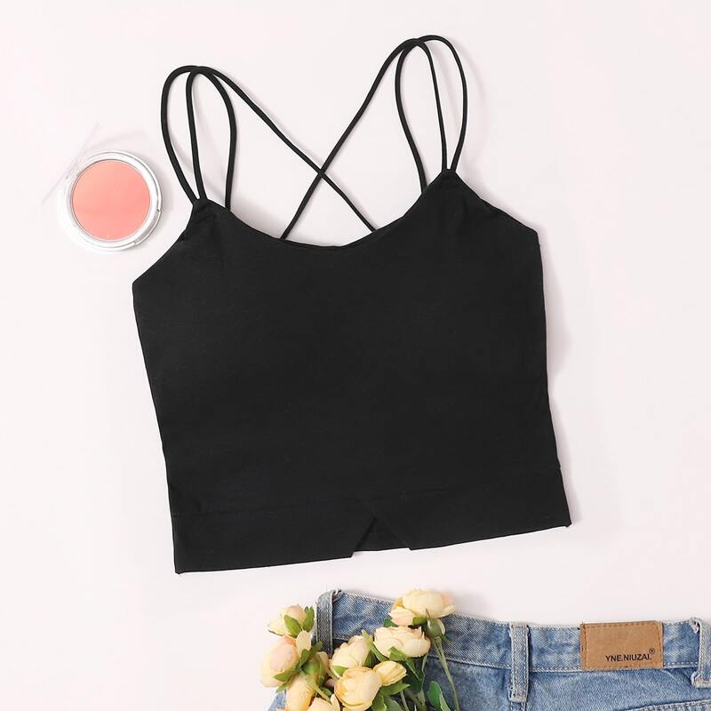 

Solid Longline Bralette, Black