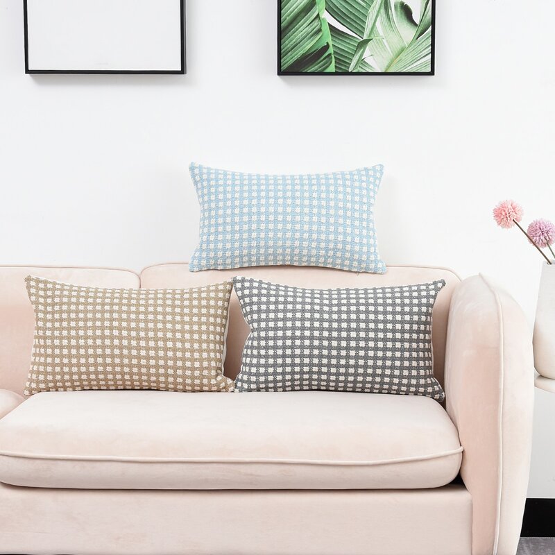 

1pc Plaid Pattern Knit Cushion Cover Without Filler, Multicolor