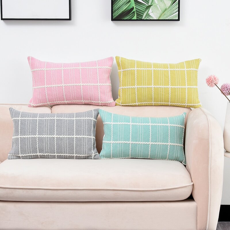 

1pc Plaid Pattern Knit Cushion Cover Without Filler, Multicolor