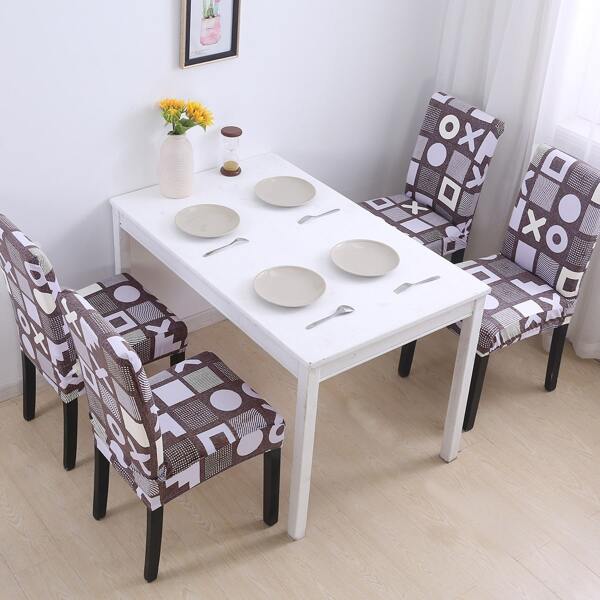 

Graphic Print Stretchy Chair Cover, Coffee