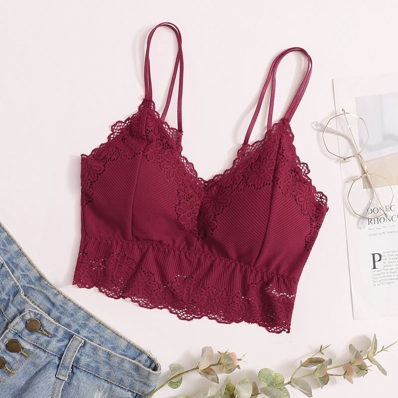 

Floral Lace Bralette, Burgundy
