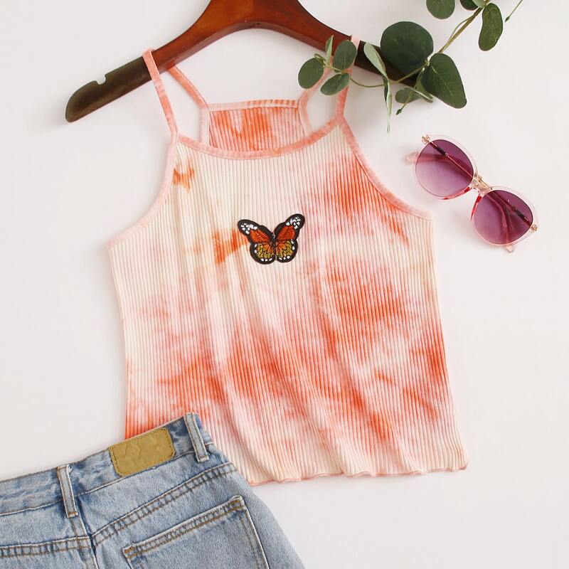 

Tie Dye Butterfly Crop Cami, Multicolor