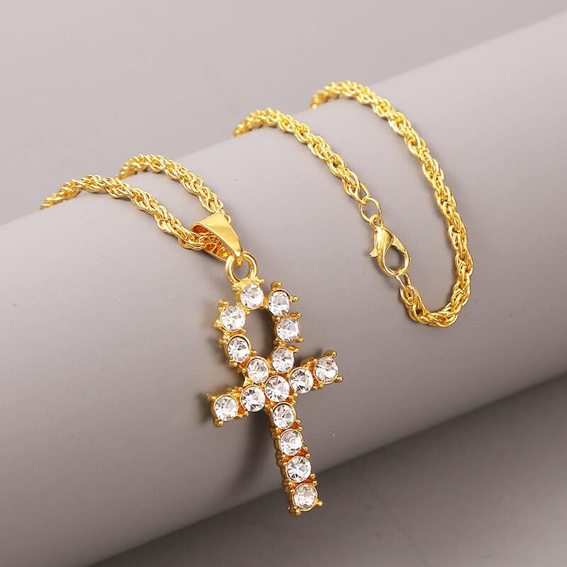 

Guys Cross Charm Necklace, Gold