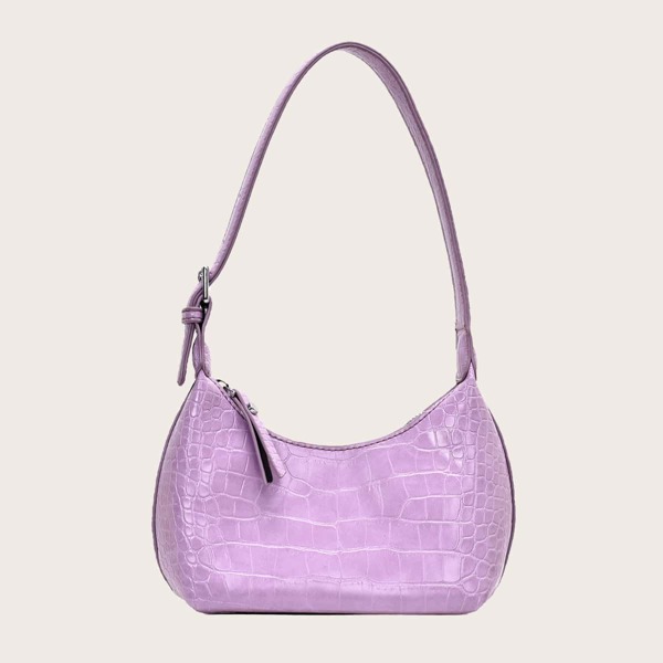

Croc Embossed Shoulder Bag, Purple