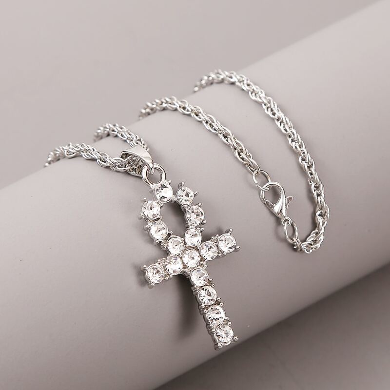 

Guys Cross Charm Necklace, Silver
