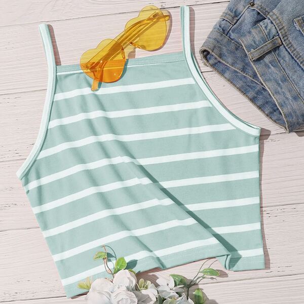 

В полоску Повседневный Майка, Мятно-зеленый