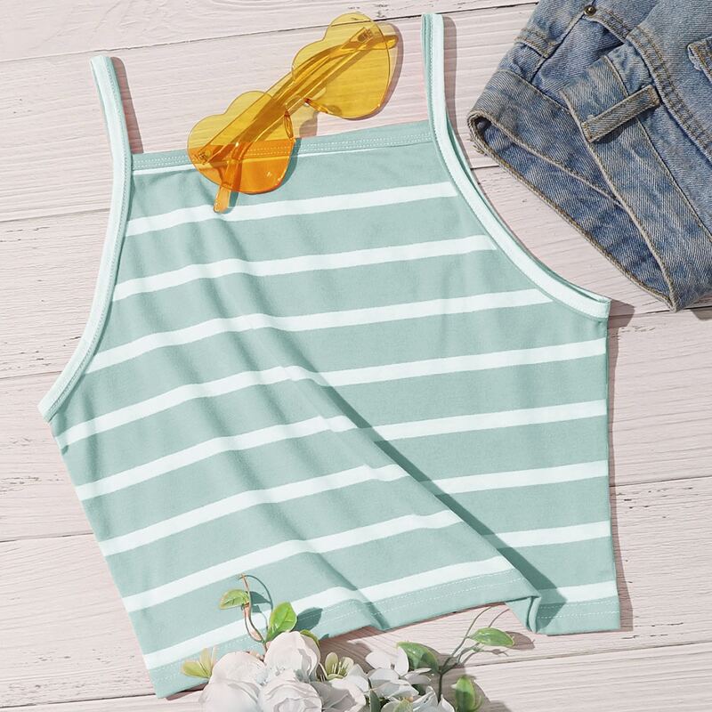 

Striped Crop Cami, Mint green