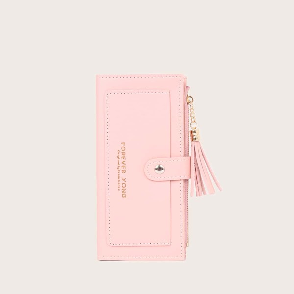 

Tassel Charm Letter Graphic Purse, Pink