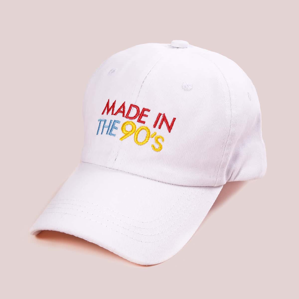 

Letter Embroidered Baseball Cap, White