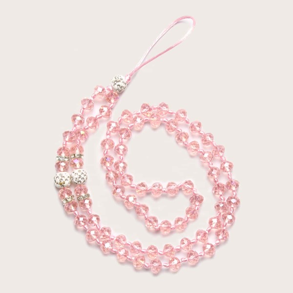 

Beaded Phone Lanyard, Pink
