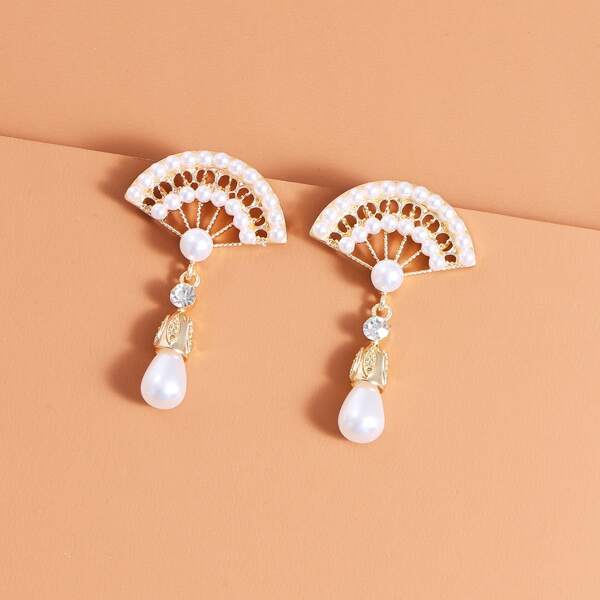 

Faux Pearl Decor Drop Earrings, Gold
