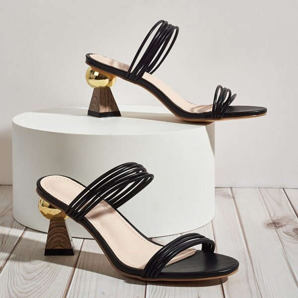 

Open Toe Heeled Mules, Black