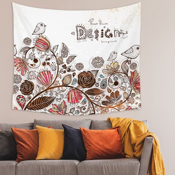 

Flower & Bird Print Tapestry, Multicolor