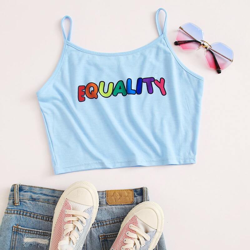 

Rainbow Equality Graphic Crop Cami, Blue