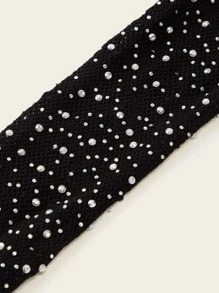 Chicas 1 par Pantimedias de malla con diseño de diamante de imitación - Negro - Ver 4