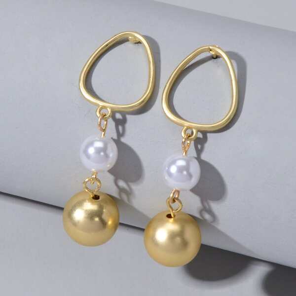 

Faux Pearl Decor Drop Earrings, Gold