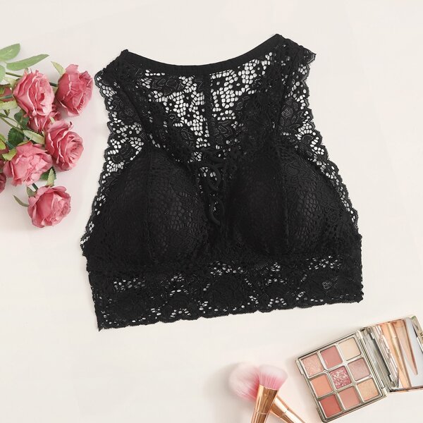 

Floral Lace Bralette, Black