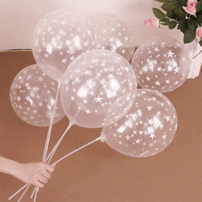 

20pcs Star Print Latex Balloon, White