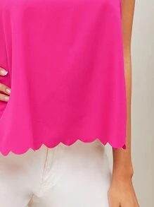 SHEIN Privé Tulip Back Scallop Edge Cami Top - Hot Pink - View 4