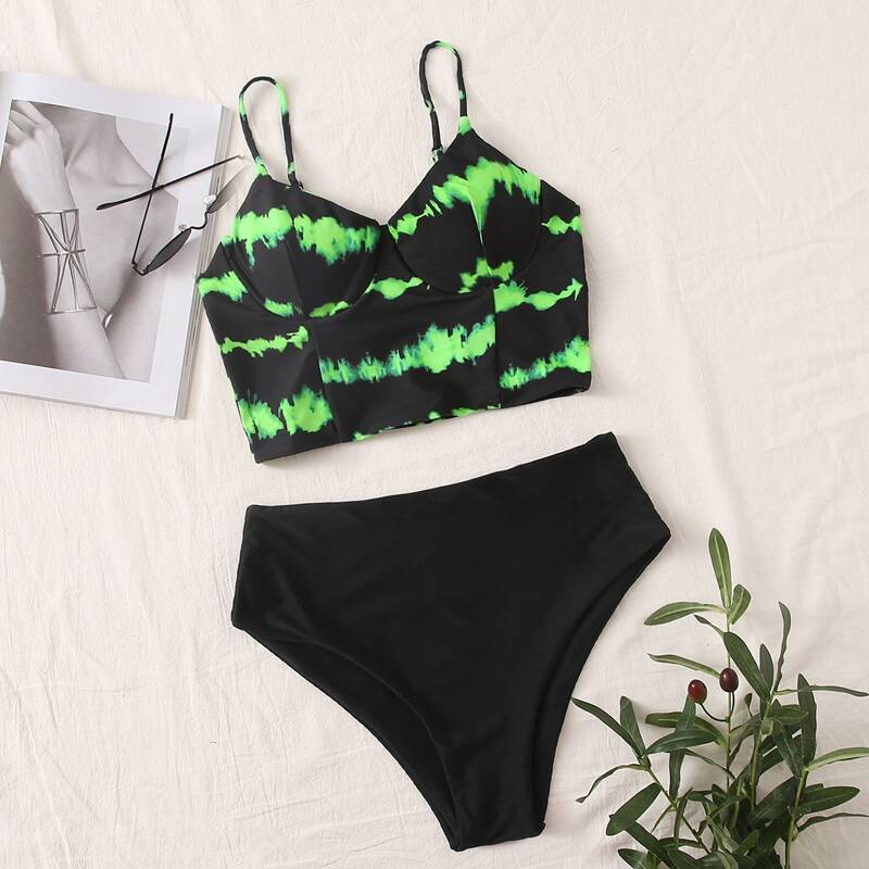 

Tie Dye High Waisted Bikini Swimsuit, Multicolor