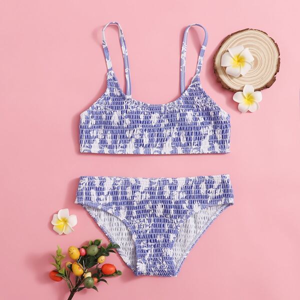 

Girls Tie Dye Smocked Bikini Swimsuit, Purple