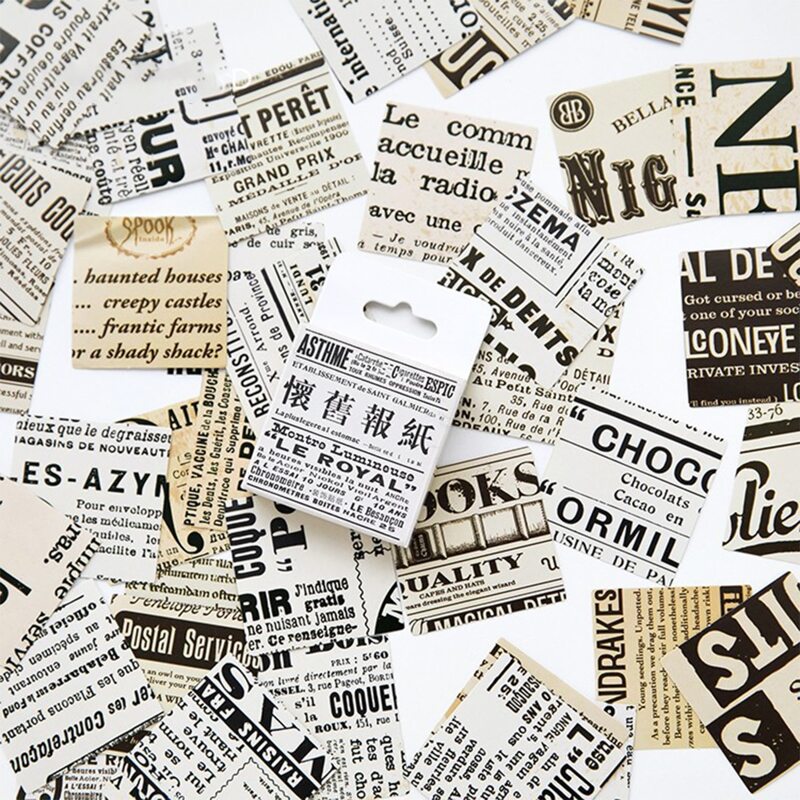 

50pcs Vintage Pattern Sticker, Grey
