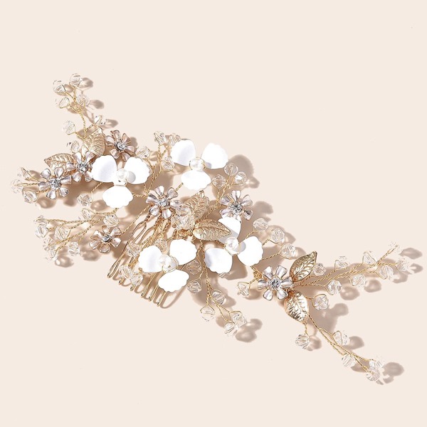 

Faux Pearl Flower Hair Pin, Gold