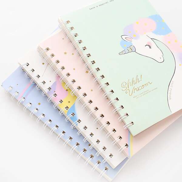 

1pc Unicorn Print Random Notebook, Multicolor
