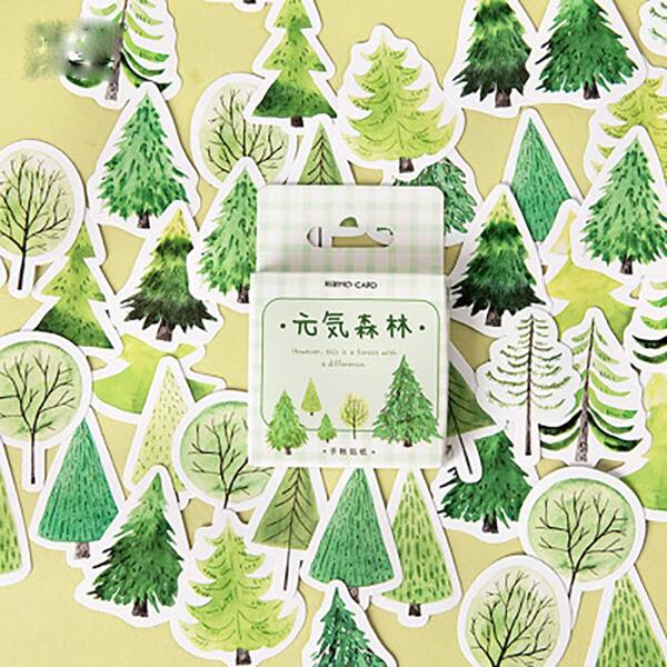 

45pcs Tree Pattern Sticker, Green