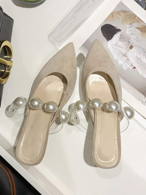 Details about / Women High Top Pearl Decor Slouch Pull On Block Heel Round Toe Shoes Casual New