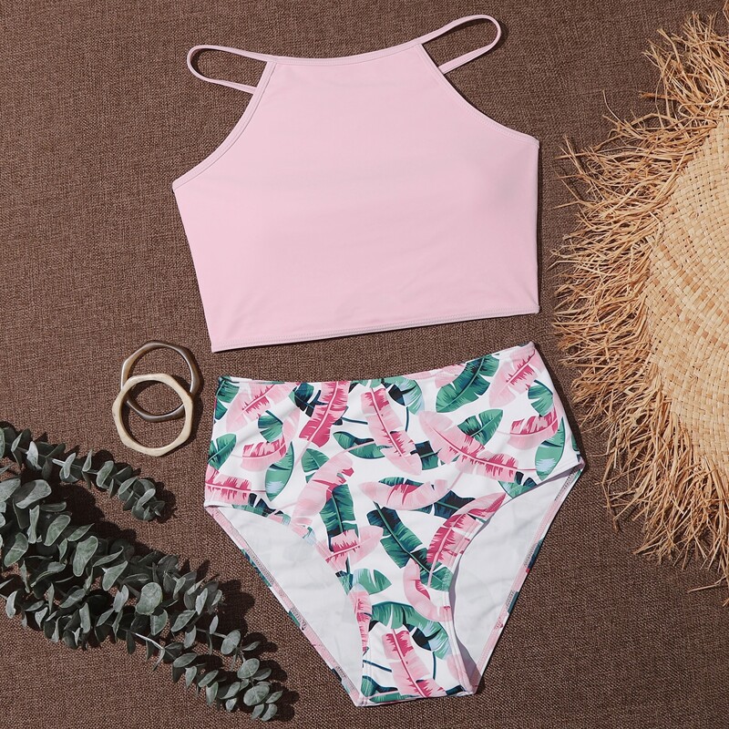 

Tropical High Waisted Bikini Swimsuit, Multicolor