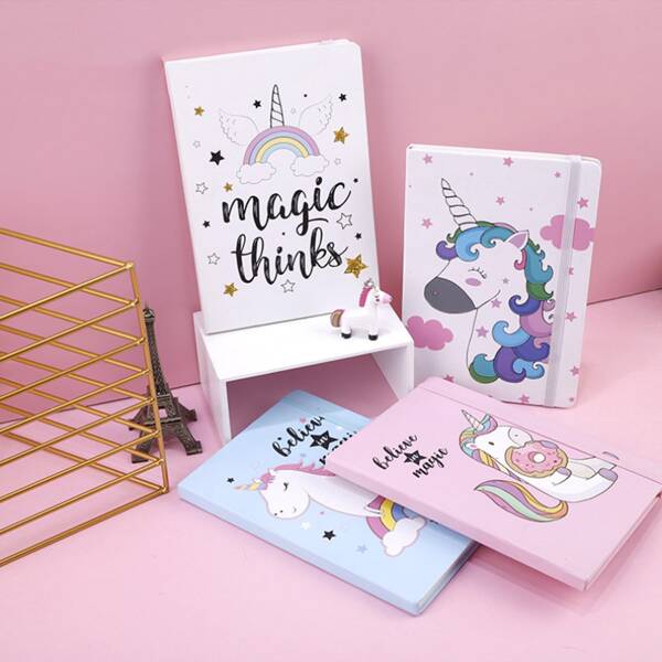 

1pc Unicorn Print Random Notebook, Multicolor
