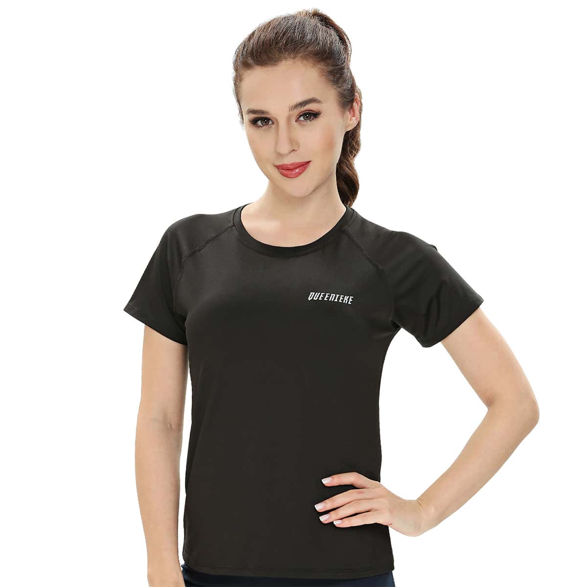 

Queenieke Letter Graphic Raglan Sleeve Sports Tee, Black