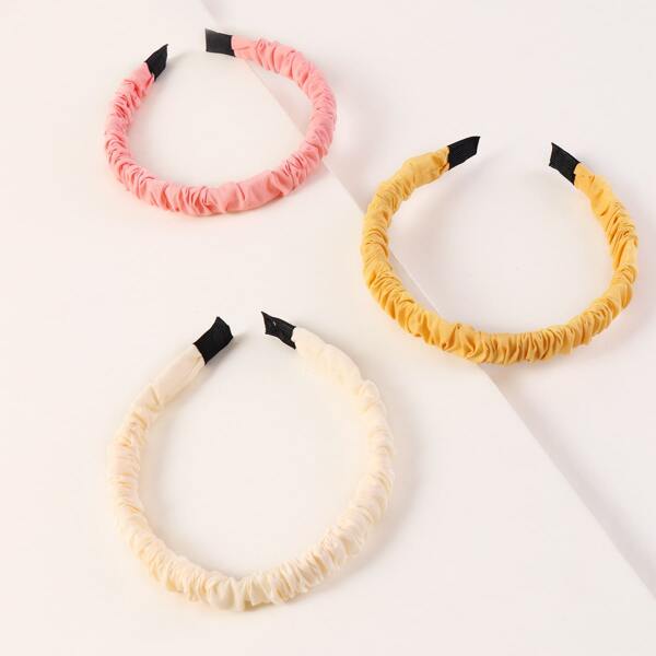 

3pcs Solid Hair Hoop, Multicolor