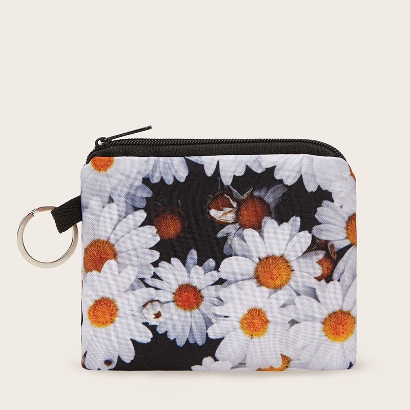 

Daisy Zip Purse, White