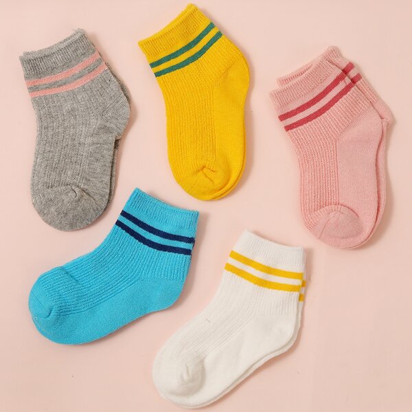 

5pairs Toddler Kids Striped Pattern Socks, Multicolor